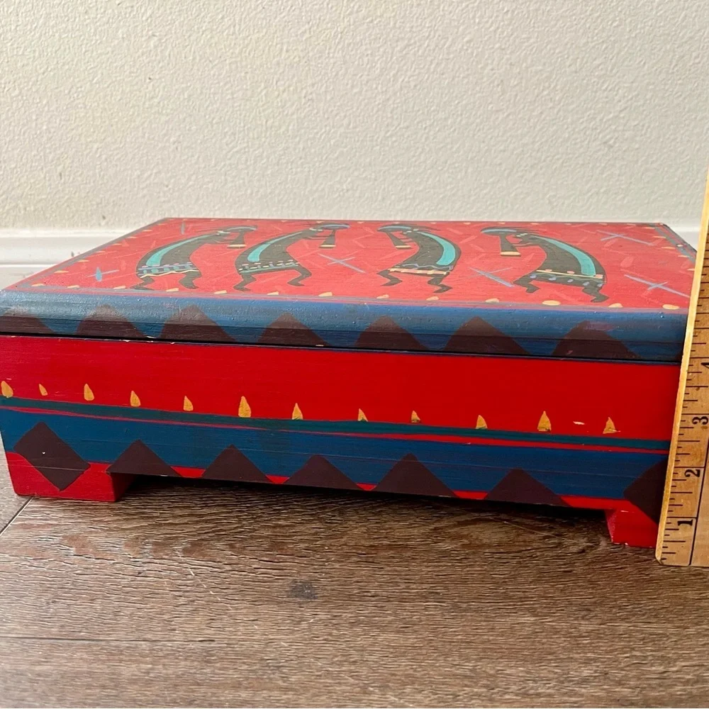Wooden Colorful Decorative Box with Tribal Design